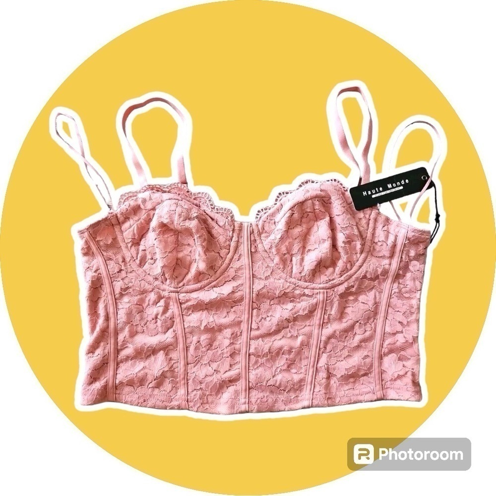 Haute Monde Mauve Pink Bustier Corset Crop Top Large XL